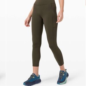 lululemon dark green invigorate pocket leggings